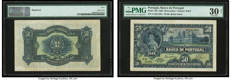 Portugal Banco de Portugal 50 Escudos 13.1.1925 Pick 136. PMG Very Fine 30 Net. ...