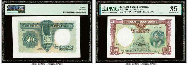Portugal Banco de Portugal 500 Escudos 29.9.1942 Pick 155. PMG Choice Very Fine ...