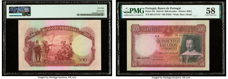 Portugal Banco de Portugal 500 Escudos 11.3.1952 Pick 158. PMG Choice About Unc ...