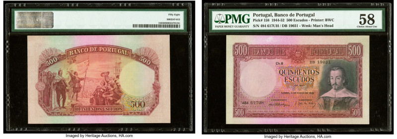 Portugal Banco de Portugal 500 Escudos 11.3.1952 Pick 158. PMG Choice About Unc ...