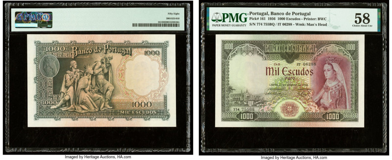 Portugal Banco de Portugal 1000 Escudos 31.1.1956 Pick 161. PMG Choice About Unc...