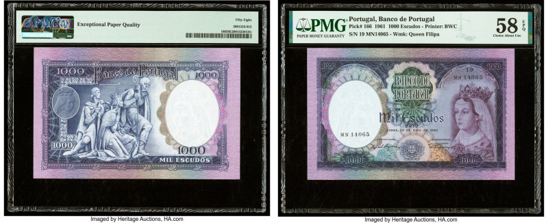 Portugal Banco de Portugal 1000 Escudos 30.5.1961 Pick 166. PMG Choice About Unc...