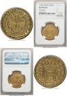 Pedro II gold 4000 Reis 1700 AU Details (Cleaned) NGC, Rio de Janeiro mint, KM98, LMB-32. "(ANNO D) / PORTVGAL" variety. The scarcest of the 1700 vari...