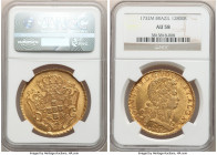 João V gold 12800 Reis (Dobra) 1732-M AU58 NGC, Minas Gerais mint, KM139, LMB-288. The second largest gold coin struck in the country, just behind of ...