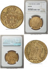 Jose I gold 6400 Reis 1764-B AU58 NGC, Bahia mint, KM172.1, LMB-394. Sharply struck and just shy of Mint State, with lustrous recesses occupied by a l...