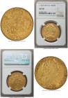 Jose I gold 6400 Reis 1766-R AU58 NGC, Rio de Janeiro mint, KM172.2, LMB-434. Well-defined and sharp, showcasing lightly toned surfaces with lustrous ...