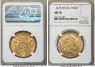 Jose I gold 6400 Reis 1767-R AU58 NGC, Rio de Janeiro mint, KM172.2, LMB-435. Well struck, displaying luminous surfaces with sharp devices and cartwhe...