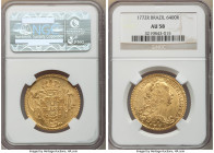 Jose I gold 6400 Reis 1772-R AU58 NGC, Rio de Janeiro mint, KM172.2, LMB-440. Conservatively graded, with scintillating cartwheel luster across the li...
