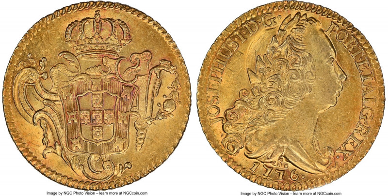 Jose I gold 6400 Reis 1776-R MS62 NGC, Rio de Janeiro mint, KM172.2, LMB-444. Th...
