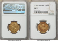 Maria I & Pedro III gold 2000 Reis 1778-(L) AU53 NGC, Lisbon mint, KM209, LMB-450. High Crown variety. A gently circulated representative, bearing wel...