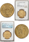 Maria I gold 6400 Reis 1791/0-B AU58 NGC, Bahia mint, KM226.2, cf. LMB-509 (unlisted overdate). Second bust. Showing chiseled devices, a clear overdat...