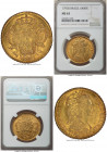 Maria I gold 6400 Reis 1793-R MS63 NGC, Rio de Janeiro mint, KM226.1, LMB-531. Presenting chiseled devices over satiny glowing fields, and tied for th...