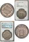 João Prince Regent 960 Reis 1814-B MS62 NGC, Bahia mint, KM307.1, LMB-399. Overstruck on a colonial 8 Reales. Showing high-relief devices and a light ...