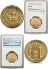 João Prince Regent gold 4000 Reis 1812-(R) MS64 NGC, Rio de Janeiro mint, KM235.2, LMB-572c. "PROT.ET.ALG." variety. A gorgeous bright-gold survivor, ...