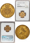 Pedro II gold 10000 Reis 1859 AU53 NGC, Rio de Janeiro mint, KM467, LMB-649. The scarcest date of this long-running series, highly sought-after in any...