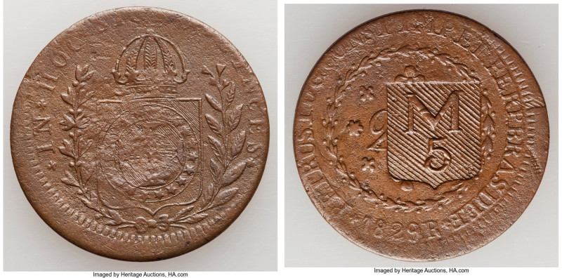 "Maranhão" Fantasy "M5" Counterstamped 20 Reis 1829-R UNC, KM-Unl, LMB-E150. A c...