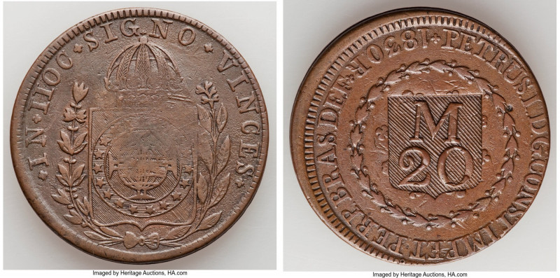 "Maranhão" Fantasy "M20" Counterstamped 80 Reis 1830-R UNC, KM-Unl, LMB-E148. A ...