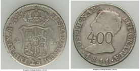 Pedro II Counterstamped "Balastraca" of 400 Reis ND (1864-1870) XF, KM-B471, cf. LMB-671, cf. Bentes-603.01 (different stamp), Pratt-Unl. Host: Spanis...