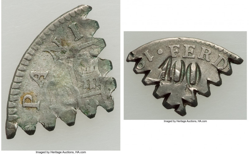 Pedro II Cut Counterstamped "Balastraca" of 100 Reis ND (1864-1870) XF, KM-B471,...
