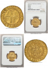 João III (1521-1557) gold Cruzado ND (from 1537) AU58 NGC, Lisbon mint, Fr-26, cf. Gomes-166.01. 3.47gm. 2nd type, smaller flan. Unlisted variety with...