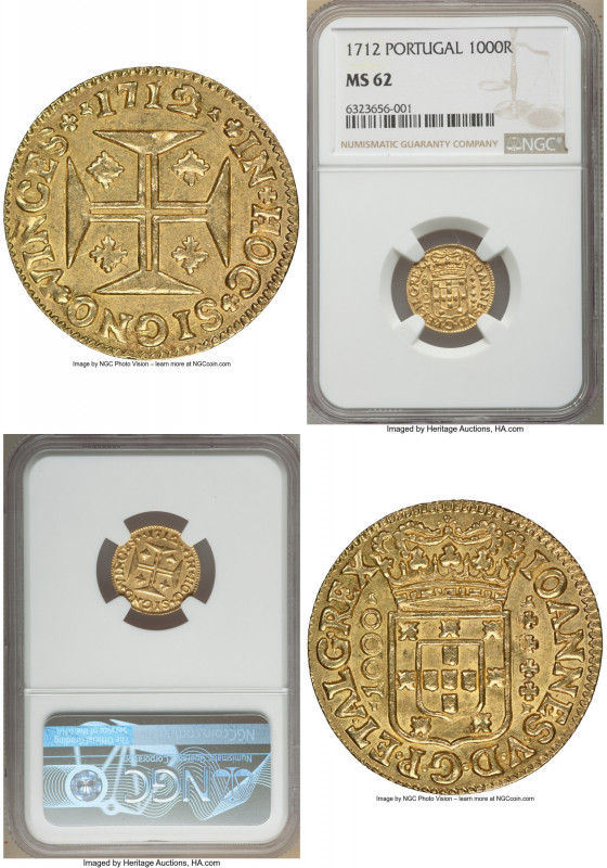 João V gold 1200 Reis (Quartinho) 1712 MS62 NGC, Lisbon mint, KM182, Gomes-88.06...