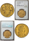 João V gold 6400 Reis (Peça) 1736 UNC Details (Cleaned) NGC, Lisbon mint, KM221.9, Gomes-127.13. Showing crisp motifs and trace luster to the legends ...