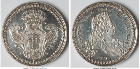 João V silver Restrike Dobra of 64 Escudos (92800 Reis) 1731-Dated UNC (Cleaned), cf. Teixeira de Aragão-23, Gomes-R06.01. 56mm. 139.80gm. Plain Edge....