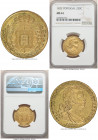 João VI gold 3200 Reis (1/2 Peça) 1822 MS61 NGC, Lisbon mint, KM363, Gomes-17.06. Irradiated cross variety. A deeply-engraved representative of this s...