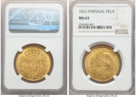 João VI gold 6400 Reis (Peça) 1822 MS63 NGC, Lisbon mint, KM364, Gomes-18.07. 9 Fruits variety. A Choice Mint State selection, full-defined and scinti...