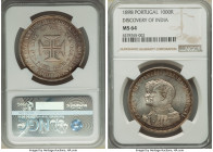 Carlos I 1000 Reis 1898 MS64 NGC, KM539, Gomes-14.01. Celebrating the 400th Anniversary of the Discovery of India. Showcasing near-gem surfaces, grace...