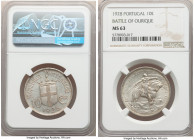 Republic 10 Escudos 1928 MS63 NGC, KM579, Gomes-42.01. An iconic issue, commemorating the Ourique Battle, which was fought by D. Afonso Henriques agai...