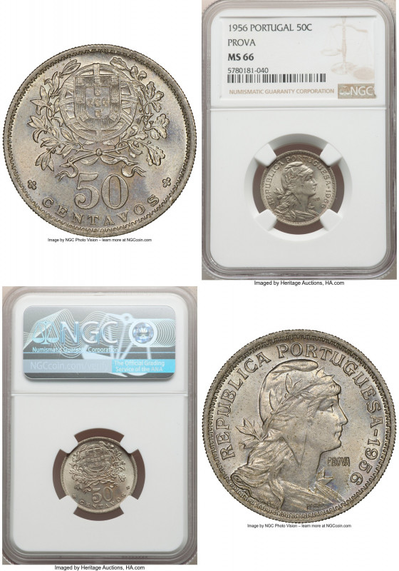 Republic Prova 50 Centavos 1956 MS66 NGC, cf. KM577 (for type). Stamped with inc...