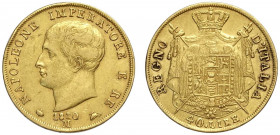 Milano, Napoleone I Re d'Italia, 40 Lire 1810, Au mm 26 colpetto, buon BB