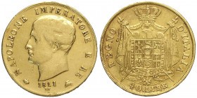 Milano, Napoleone I Re d'Italia, 40 Lire 1811, Rara Au mm 26 lucidata