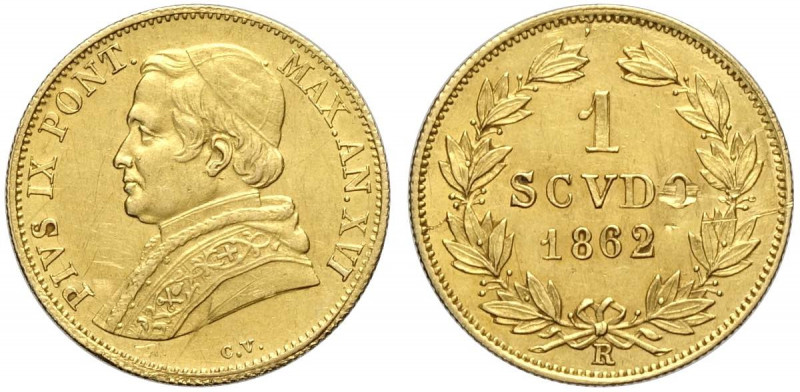Roma, Pio IX, Scudo 1862 anno XVI, Au mm 16 BB-SPL