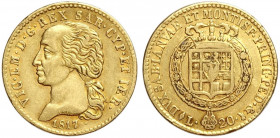 Savoia, Vittorio Emanuele I, 20 Lire 1817, Rara Au mm 21 BB+