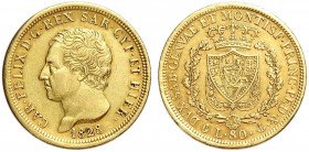 Savoia, Carlo Felice, 80 Lire 1828 Genova, Au mm 33 BB+