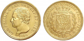 Savoia, Carlo Felice, 80 Lire 1829 Genova, Au mm 33 lieve colpetto, SPL