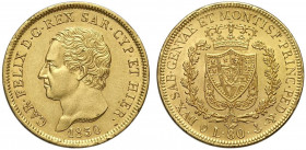 Savoia, Carlo Felice, 80 Lire 1830 Genova, Au g 25,80 lievi colpetti, SPL