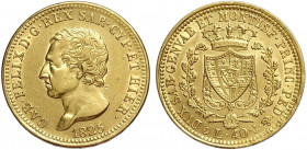 Savoia, Carlo Felice, 40 Lire 1825 Genova, RR Au mm 26 leggermente lucidata, BB-SPL