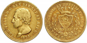 Savoia, Carlo Felice, 40 Lire 1825 Genova, RR Au mm 26 q.BB