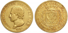 Savoia, Carlo Felice, 40 Lire 1825 Torino, Rara Au mm 26 q.BB