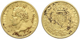 Savoia, Carlo Felice, 20 Lire 1826 Torino, Au mm 21 q.BB