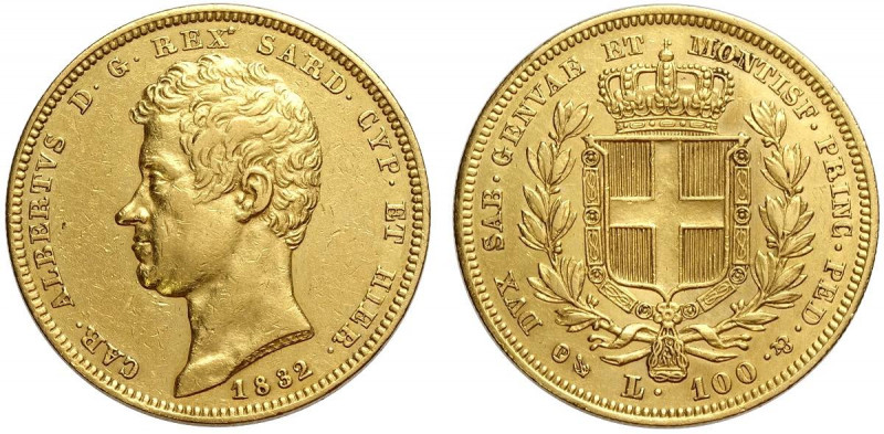 Savoia, Carlo Alberto, 100 Lire 1832 Genova, Au mm 34 buon BB