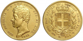 Savoia, Carlo Alberto, 100 Lire 1832 Genova, Au mm 34 buon BB