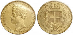 Savoia, Carlo Alberto, 100 Lire 1832 Torino, Au mm 34 sigillata SPL da Perito Numismatico, si segnala una lieve pulitura