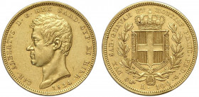 Savoia, Carlo Alberto, 100 Lire 1834 Torino, Au g 32,25 BB+