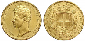 Savoia, Carlo Alberto, 100 Lire 1835 Genova, Au mm 34 BB+