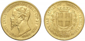 Savoia, Vittorio Emanuele II Re di Sardegna, 20 Lire 1859 Torino, Au g 6,45 q.SPL