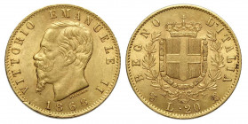 Regno d'Italia, Vittorio Emanuele II, 20 Lire 1868-T, Au g 6,45 SPL
